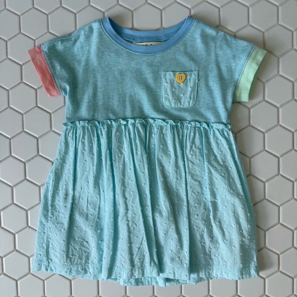 Matilda Jane Light Blue tee with Yellow Button